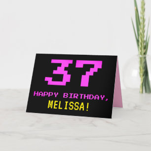 Roligt, Nerdy, Geeky, Rosa, 8-bitars Stil 37:e föd Kort