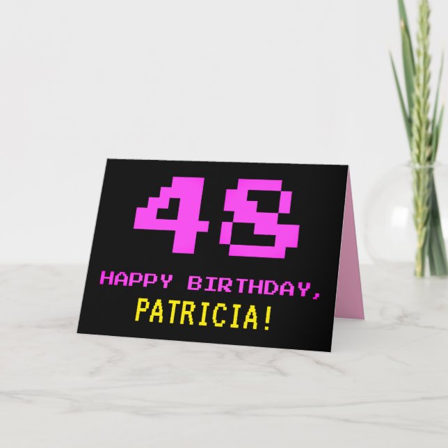 Roligt, Nerdy, Geeky, Rosa, 8-bitars Stil 44:e föd Kort (Framsida)