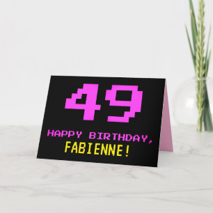 Roligt, Nerdy, Geeky, Rosa, 8-bitars Stil 49:e föd Kort