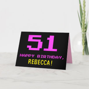 Roligt, Nerdy, Geeky, Rosa, 8-bitars Stil 51:a föd Kort
