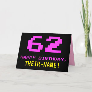 Roligt, Nerdy, Geeky, Rosa, 8-bitars Stil 62:a föd Kort
