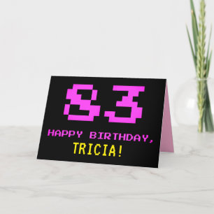 Roligt, Nerdy, Geeky, Rosa, 8-bitars Stil 83:e föd Kort
