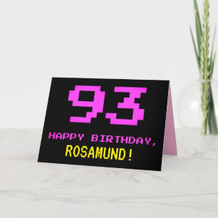 Roligt, Nerdy, Geeky, Rosa, 8-bitars Stil 93:e föd Kort