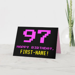Roligt, Nerdy, Geeky, Rosa, 97:e födelsedagen, 8-b Kort