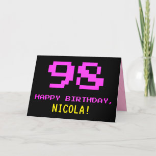 Roligt, Nerdy, Geeky, Rosa, 98-bitars Stil-födelse Kort