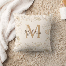 Roligt Neutral Pop Hund Mönster Elegant Monogram Kudde