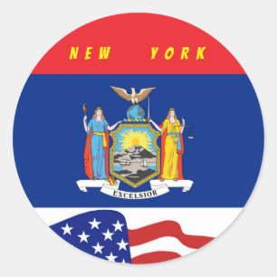 Roligt New York Flagga w/ Stares Rand Runt Klistermärke