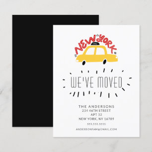 Roligt New York Gult Taxi Flytta Announcement Card Inbjudningar