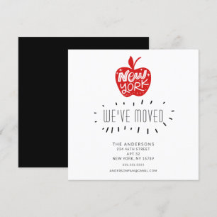 Roligt New York Red Apple Flytta Announcement Card Inbjudningar