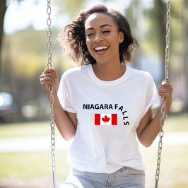 Roligt Niagarafallen Vattenfall Kanadensisk Flagga T Shirt