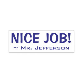 Roligt "NICE JOB!" + Namn Rubber Frimärke Självfärgande Stämpel
