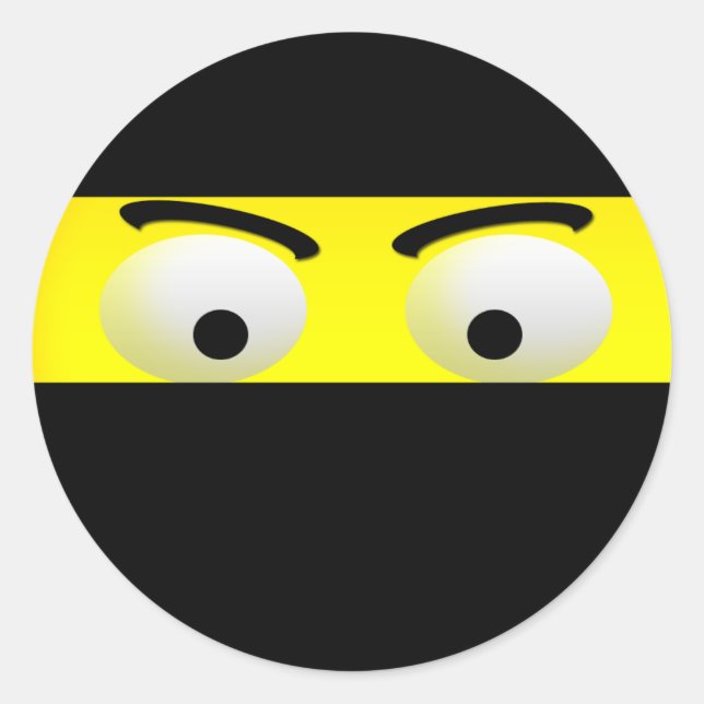 Roligt Ninja Emoji Stickers Runt Klistermärke (Framsida)