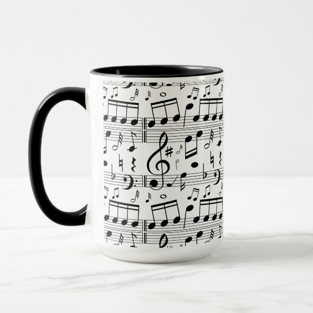 Roligt notblad musikernot konst mugg (Vänster)