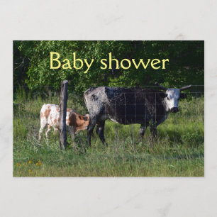 Roligt nötkreatur Baby shower-inbjudan Inbjudningar