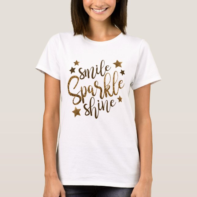 Roligt Novelty Mode Gift Idea SMILE GNISTRA SHINE T Shirt (Framsida)