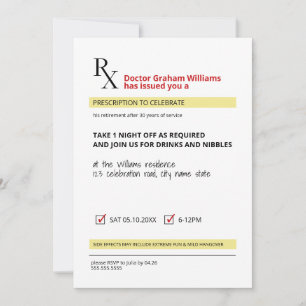 Roligt Novelty Rx-förskrivning Doktor Pension Inbjudningar