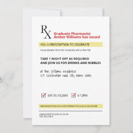 Roligt Novelty Rx Förskrivning Pharmacy Studenten Inbjudningar