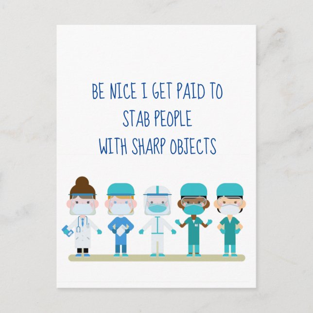Roligt Nurse Doktor Stab People Vass Objects Quote Vykort (Framsida)