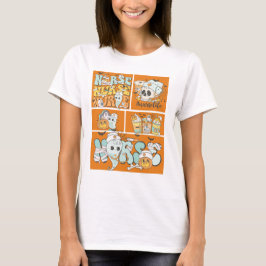Roligt Nurse Halloween Orange Tile Basic Mörk T-Sh T Shirt