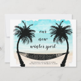 Roligt Ny adress Florida Beach Handflatan Träd Fly Meddelande