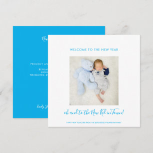 Roligt Nyfödd bebis Gott nytt år One Photo Blue Wh
