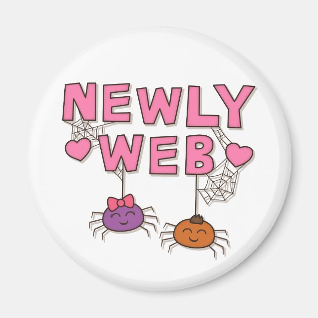 Roligt Nygift eller Webbspindlar Pun Humor Magnet (Framsidan)