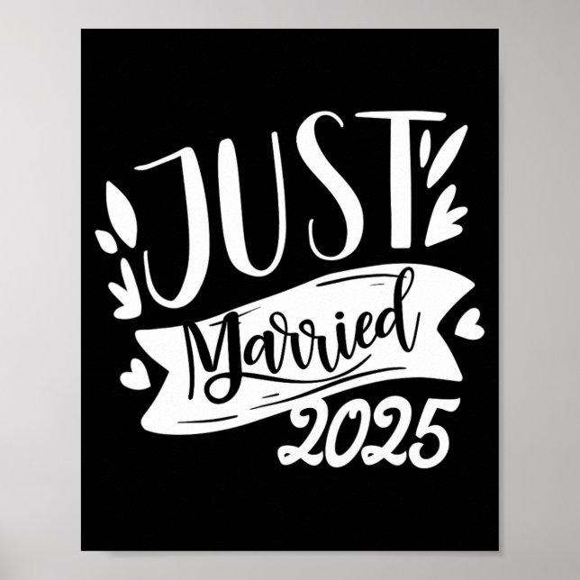 Roligt Nygifta 2025 Söt Brud Och Brudgum Gift Poster (Framsidan)