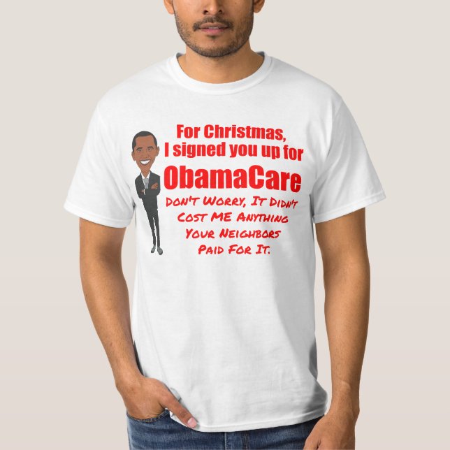Roligt ObamaCare julskämt Tee Shirt (Framsida)