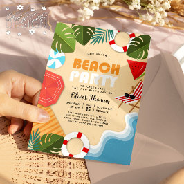 Roligt Ocean Sandy Löv Beach Party Sommardag Inbjudningar