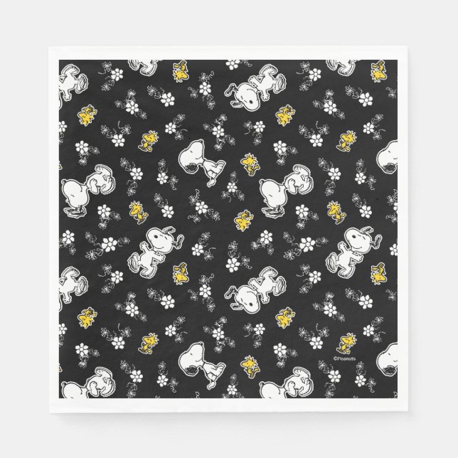 Roligt och blommor för soopy & Woodstock Pappersservett (Framsidan)