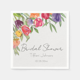 Roligt och Bright Tulips och Greenery Möhippa Pappersservett