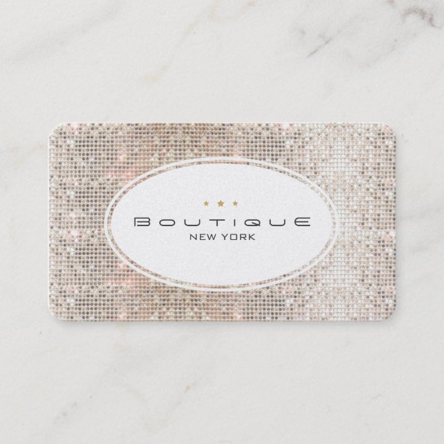 Roligt och Cute Mode Boutique Faux Silver Sequins Visitkort (Framsida)