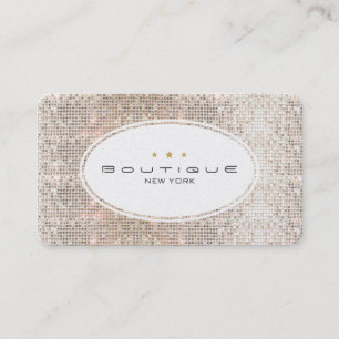 Roligt och Cute Mode Boutique Faux Silver Sequins Visitkort