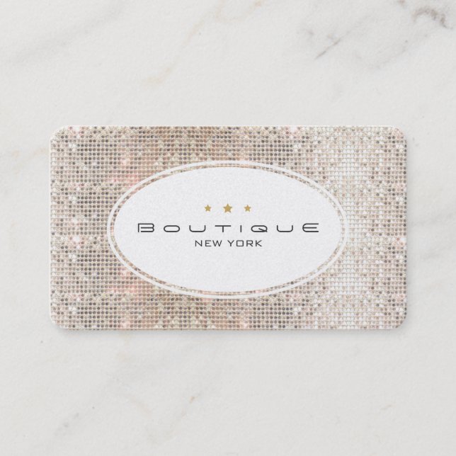 Roligt och Cute Mode Boutique Faux Silver Sequins Visitkort (Framsida)