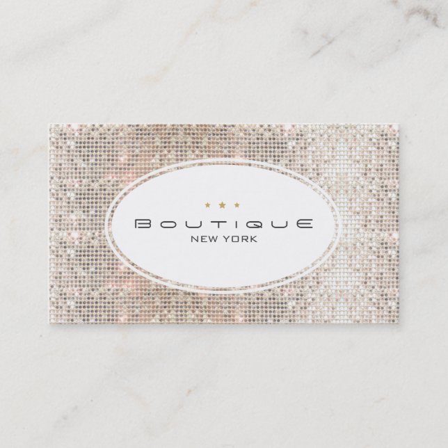 Roligt och Cute Mode Boutique Faux Silver Sequins Visitkort (Framsida)