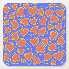 Roligt och djärva Hearts Mönster Underlägg Papper Kvadrat