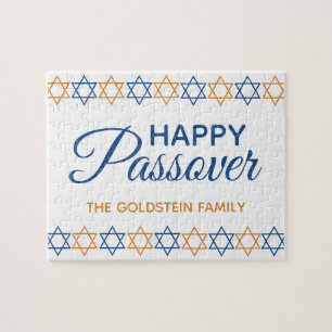 Roligt- och Elegant Blue- och Guld Lycklig Pesach Pussel
