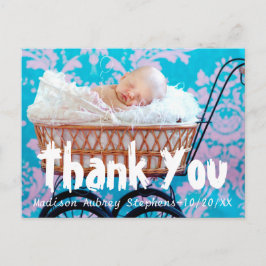 Roligt och enkelt tack kort för baby shower