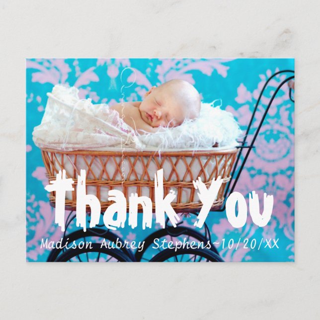 Roligt och enkelt tack kort för baby shower (Framsida)