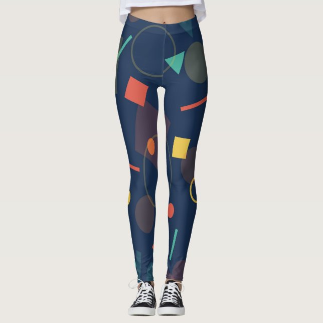 Roligt och enkla former på blå leggings (Framsida)