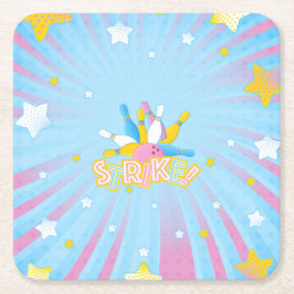 Roligt och färgat Bowling Party Underlägg Papper Kvadrat