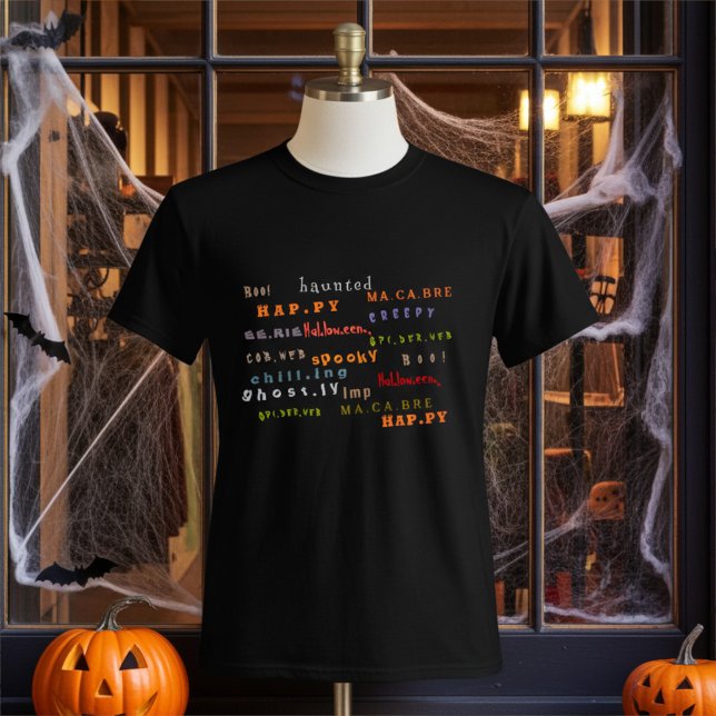 Roligt och färgbelagd typografi av Halloween-andan T Shirt (Skapare uppladdad)