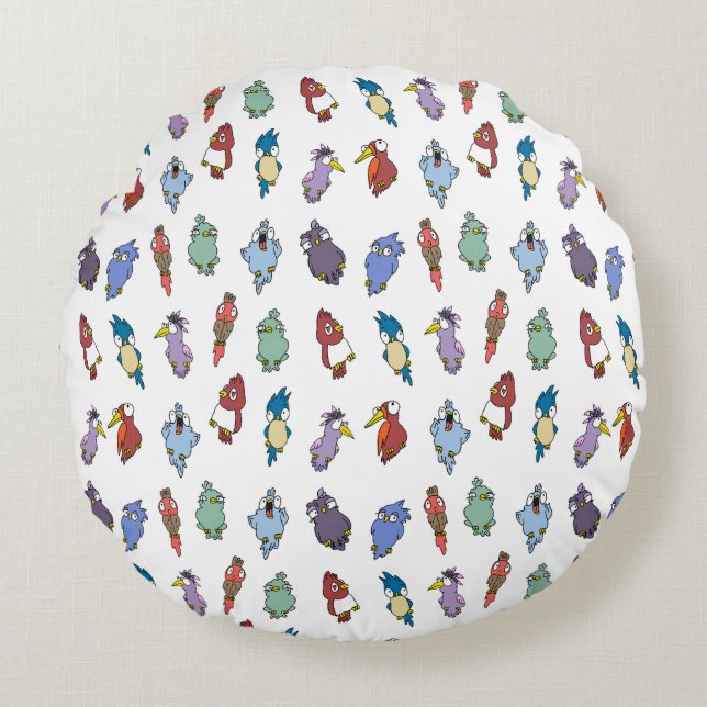 Roligt och färgstark dekorativ rund kudde (Framsidan)