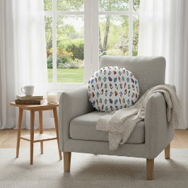 Roligt och färgstark dekorativ rund kudde