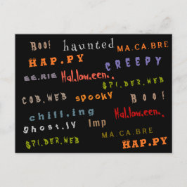 Roligt och färgstark Helgdag, typgrafi Halloween-s Vykort