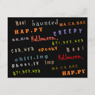 Roligt och färgstark Helgdag, typgrafi Halloween-s Vykort