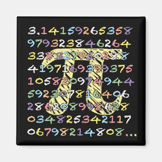 Roligt och färgstark kalkboard-Stil Pi Beräknad Magnet (Framsidan)