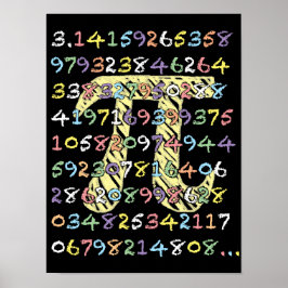 Roligt och färgstark kalkboard-Stil Pi Beräknad Poster