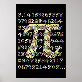 Roligt och färgstark kalkboard-Stil Pi Beräknad Poster