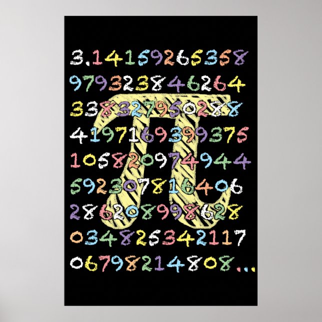 Roligt och färgstark kalkboard-Stil Pi Beräknad Poster (Framsidan)